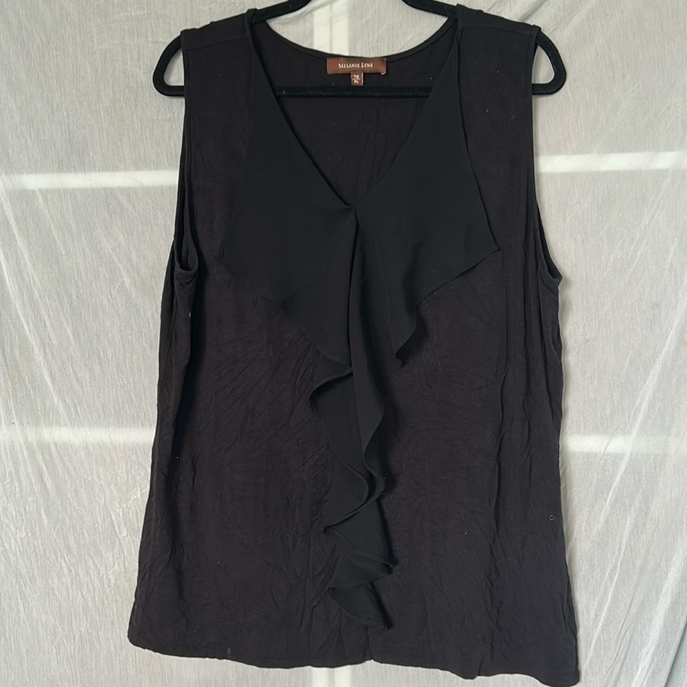 Black Melanie lyne ruffled tank top